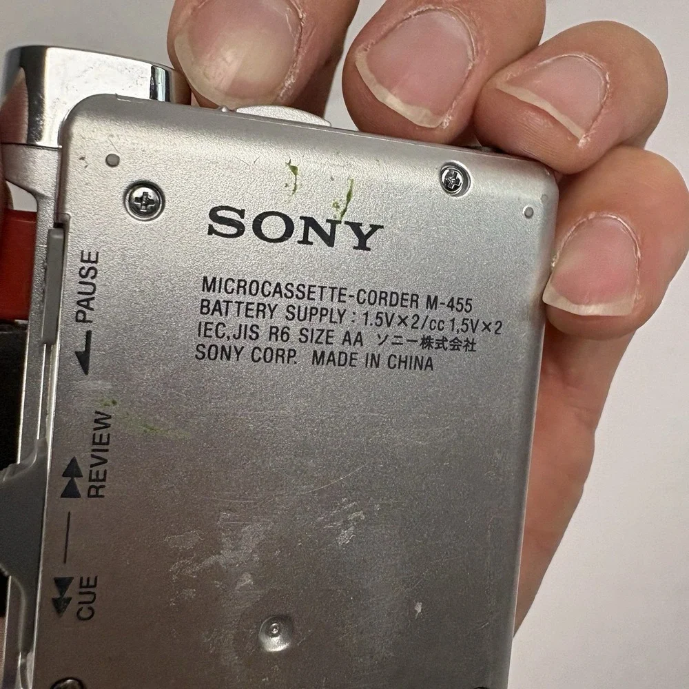 Sony M-455 Microcassette Recorder Handheld Audio Recorder Tested Working